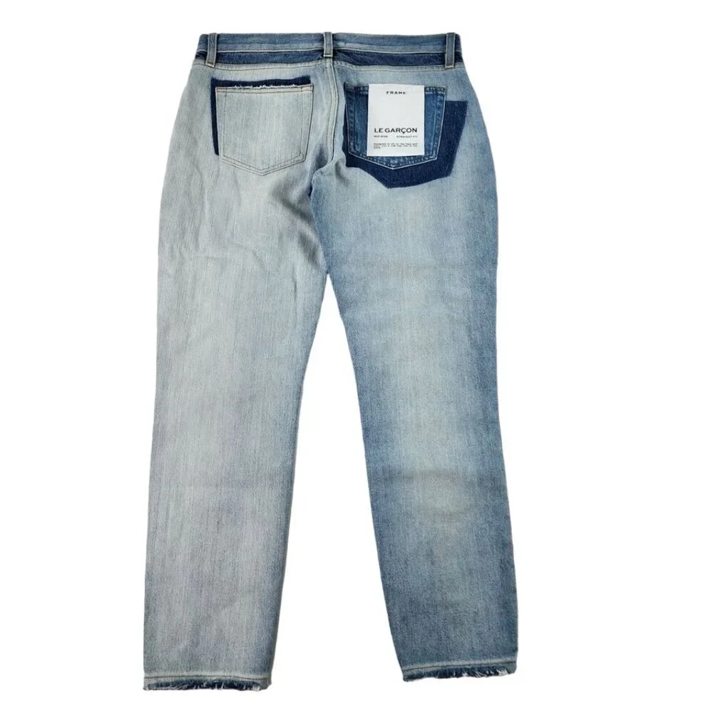 Frame Dinsmore Le Garcon Mix Media Blue Fade  Denim Mid Rise Straight